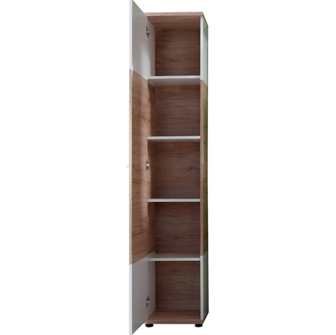 Rootz Bathroom Cabinet - Storage Cabinet - White and Brown - 36 x 189 x 31 cm