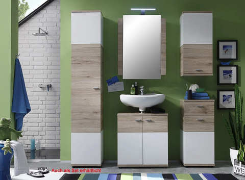 Rootz Bathroom Cabinet - Washbasin Cabinet - White and Brown - 60 x 65 x 35 cm