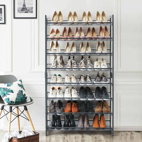 Rootz Shoe Rack - Shoe Shelf - Of 2 Shoe Rack - 4 Tier Shoe Rack - Shoe Storage Rack - Shoe Organizer Rack - Shoe Rack With Shelves - Shoe Shelf Rack - Grey - 92.5 x 30.7 x 163.5 cm (L x W x H)