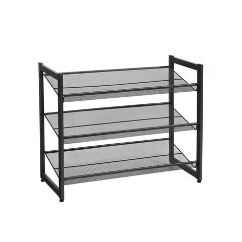 Rootz Shoe Rack - 3 Tier Metal Shoe Rack - Shoe Storage Rack - Stylish Footwear Rack - Adjustable Shoe Rack - Multi-tiered Shoe Shelf - Powder-coated Iron Pipes - Black - 74 x 30.7 x 62.8 cm (L x W x H)