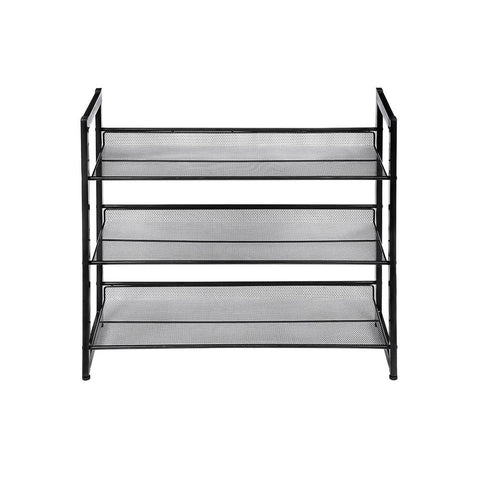 Rootz Shoe Rack - 3 Tier Metal Shoe Rack - Shoe Storage Rack - Stylish Footwear Rack - Adjustable Shoe Rack - Multi-tiered Shoe Shelf - Powder-coated Iron Pipes - Black - 74 x 30.7 x 62.8 cm (L x W x H)