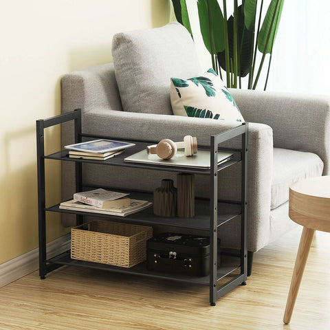 Rootz Shoe Rack - 3 Tier Metal Shoe Rack - Shoe Storage Rack - Stylish Footwear Rack - Adjustable Shoe Rack - Multi-tiered Shoe Shelf - Powder-coated Iron Pipes - Black - 74 x 30.7 x 62.8 cm (L x W x H)