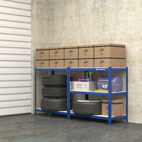 Rootz Heavy Duty Shelf  - Sturdy Metal Construction - Versatile Use - 5 Shelves Made - Thoughtful Design -  Environmentally Friendly MDF Boards - Blue - 180 x 90 x 45 cm