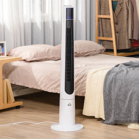 Rootz Tower Fan with Remote Control - Floor Fan - 3 Modes 3 Levels and Speeds Fan - LED Display - White - 32cm x 32cm x 118.2cm