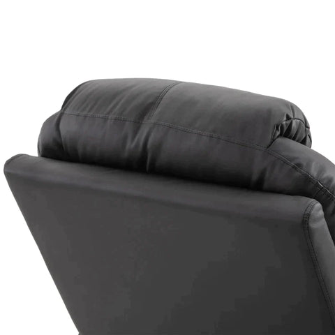 Rootz Massagesessel – Elektrischer Entspannungssessel – Fernsehsessel – Massagefunktion – Liegefunktion – Kunstleder – Holz – Metall – Schaumstoff – Schwarz – 82 x 97 x 110 cm