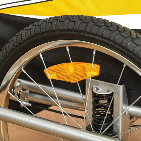 Rootz Child Trailer - Children's Bicycle Trailer - Bicycle Trailer - For 2 Children - With Flag Rain Protection Breathable - Yellow/Black - 155 x 88 x 108 cm