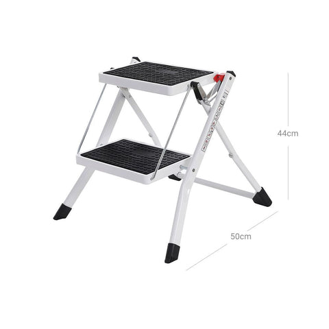 Rootz Ladder - Steel Ladder - Metal Ladder - Industrial Ladder - Steel Step Ladder - Steel Folding Ladder - Heavy-duty Steel Ladder - White-black - 50 x 3.5 x 55.5 cm (L x W x H)