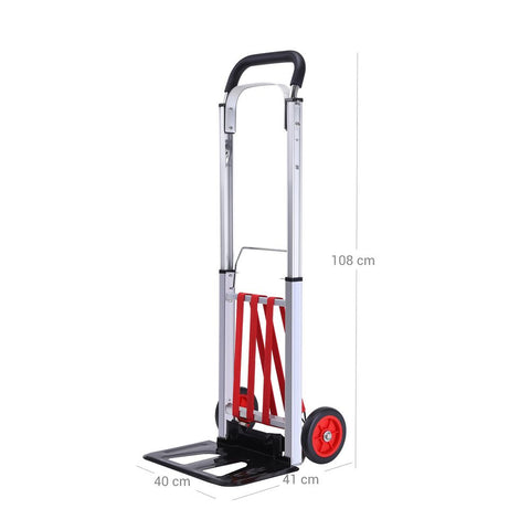 Rootz Handcart - Utility Cart - Folding Handcart - Heavy-duty Handcart - Portable Handcart - Handcart With Wheels - Garden Handcart - 600d Oxford Cloth - Aluminum Tubes - Grey - 98 x 53 x 60 cm (L x W x H)