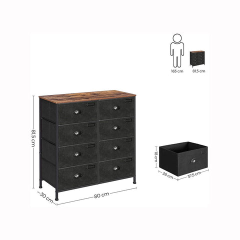 Rootz ladekast - ladekast met 8 lades - dressoir - slaapkamerkast - houten ladekast - opbergmeubel - opbergmeubel voor binnen - wit - 40 x 16 x 80 cm (L x B x H)