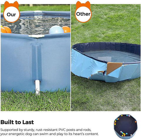 Rootz Dog Pool - Foldable Dog Pool - Dog Swimming Pool - Inflatable Dog Pool - Outdoor Dog Pool - Non-slip Dog Pool - PVC - Polyester - Blue -  120 x 30 cm (ø x h)