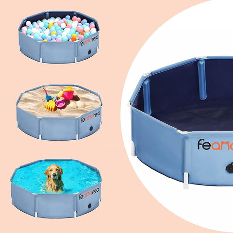 Rootz Dog Pool - Foldable Dog Pool - Dog Swimming Pool - Inflatable Dog Pool - Outdoor Dog Pool - Non-slip Dog Pool - PVC - Polyester - Blue -  120 x 30 cm (ø x h)