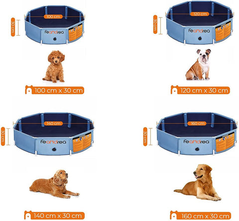 Rootz Dog Pool - Foldable Dog Pool - Dog Swimming Pool - Inflatable Dog Pool - Outdoor Dog Pool - Non-slip Dog Pool - PVC - Polyester - Blue -  120 x 30 cm (ø x h)