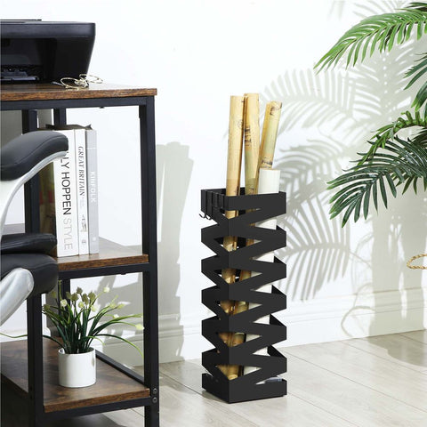 Rootz Umbrella Stand - Square Metal Umbrella Stand - Modern Umbrella Stand - Tall Umbrella Stand - Umbrella Rack - Sheet Iron - Black - 15.5 x 15.5 x 49 cm