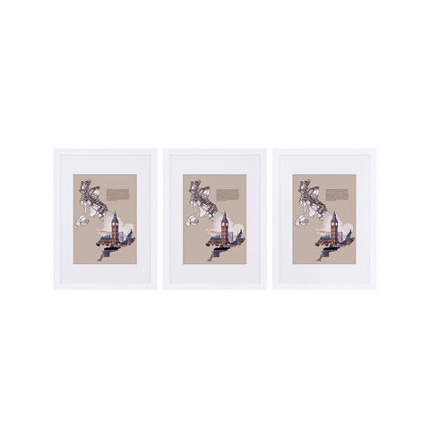 Rootz Photo Frame - Set Of 3 Photo Frame - Photo Frame With Passepartout - Picture Frame - Wall Photo Frame - Decorative Photo Frame - Glass Photo Frame - Gallery Photo Frame -  White - 29.7 x 42 cm