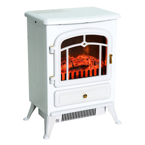 Rootz Electric Fireplace - Fireplace - Electric Stove - Flame Effect - Metal - White - 41.5 x 28 x 54.8 cm