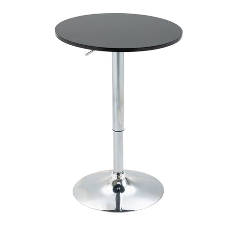 Rootz Bartisch – Moderner runder Esstisch – 360° drehbarer Tisch – Bistrotisch – höhenverstellbar – Stahl – Schwarz – Ø61 x 70–90 cm