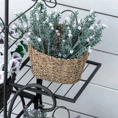 Rootz bloemenstandaard - metalen bloemenstandaard - 4 niveaus plantenrek - bloemenladder - bloemenstandaard voor binnen en buiten - tuin - balkon - zwart - 45 x 24,5 x 80 cm