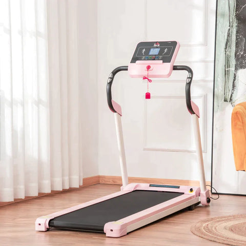 Rootz Treadmill - Electric Treadmill - Foldable - 400 W 1-12 KM/H 1.5HP - LCD Display - With Mobile Phone Holder - Pink - 134 x 60 x 118 cm