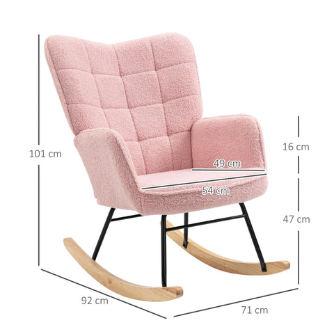 Rootz Relaxstoel - Schommelstoel - Zachte vulling - Kinderkamer - Elegant design - Berberfleece polyester - Roze - 71L x 92W x 101H cm