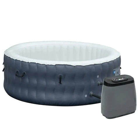 Rootz Jacuzzi – Spa-Pool – aufblasbarer Whirlpool für 4 Personen – Dunkelblau + Weiß – 180 L x 180 B x 68 H cm
