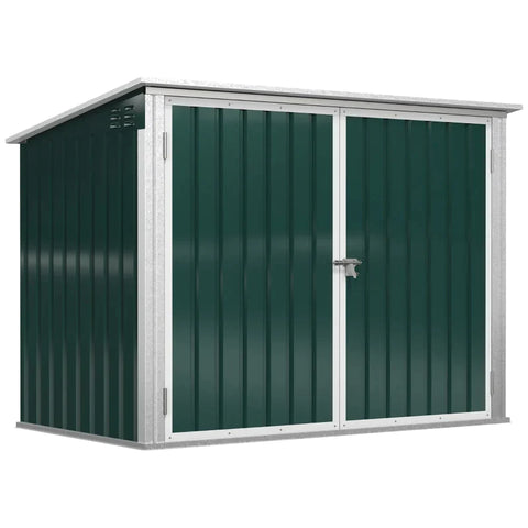 Rootz Garbage Can Box - Equipment Box - Garbage Box Store For 2 Garbage Cans - Lockable - Steel - Green - 178.5 x 104.5 x 128.5/113 cm