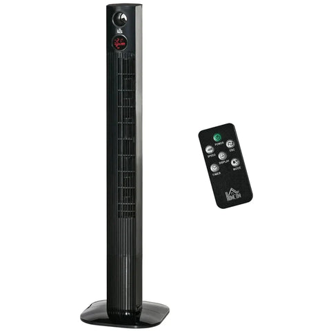 Rootz Tower Fan - Column Fan - Pedestal Fan - With Remote Control - Aroma Diffuser Timer Function - 3 Ventilation Levels - 45w - Black - 31.5 x 31.5 x 117 cm