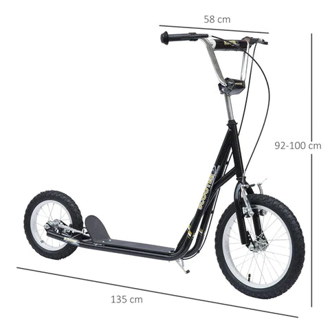 Rootz Kinderroller – Tretroller – Stadtroller – Teenager-Roller – Push-Kick-Scooter für Kinder – verstellbarer Lenker – Doppelbremsen-Ständer – Schwarz