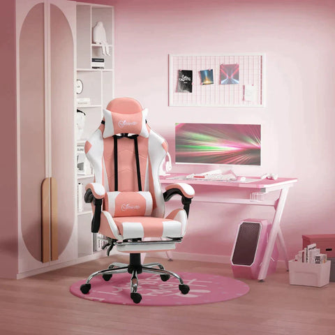 Rootz Gaming Chair - Office Chair - Computer Chair - Swivel Chair - Desk Chair - Pink - 64 cm x 67 cm x 127 cm