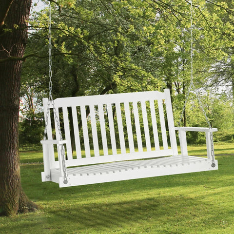 Rootz Tuinschommel - Schommelstoel - Hangbank - Verandaschommel - Stoelzitting - Hout - Wit - 117 cm x 69 cm x 60 cm