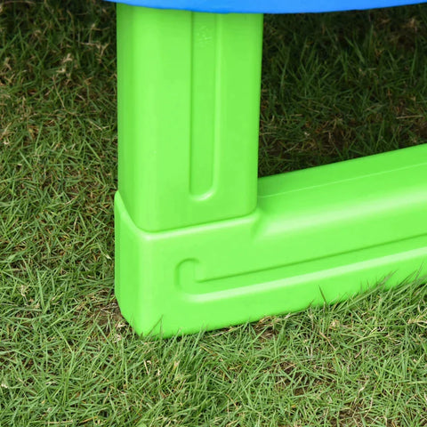 Rootz Kindertrampolin – Kindertrampolin mit Sicherheitsnetz – Kleinkindtrampolin für drinnen und draußen – Fitnesstrampolin – Gartentrampolin – Blau/Grün – 215 x 200 x 190 cm