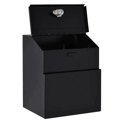 Rootz Suggestiebox - Donatiebox - Brievenbus - Brievenbus Met Slot - Verzamelbox - Sleutelbox - Wandmontage Stalen Brievenbus - Zwart - 15 x 18 x 22 cm