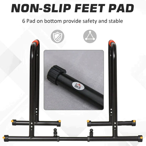 Rootz Dip-Ständer – Dip-Stangen – Push-Up-Dip-Station – verstellbares Fitness – Schwarz – 94–102 x 62 x 73 cm