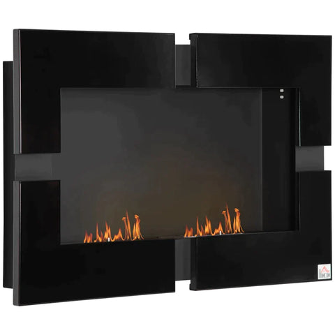 Rootz Ethanol-Kamin – Bioethanol-Kamin – Wandkamin – Schwarz – 48 x 18 x 48 cm