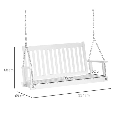 Rootz Tuinschommel - Schommelstoel - Hangbank - Verandaschommel - Stoelzitting - Hout - Wit - 117 cm x 69 cm x 60 cm