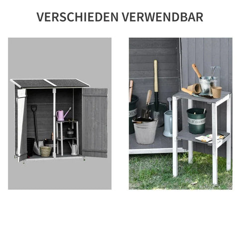 Rootz Tool Shed - Garden Cabinet - 2 Doors - Tool Cabinet - Garden Storage - Wood -  Gray/White - 139 x 75 x 160 cm