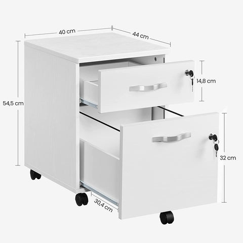 Rootz Schubladenblock – Stahlspind auf Rollen – Büroschrank – Rollcontainer – Weiß