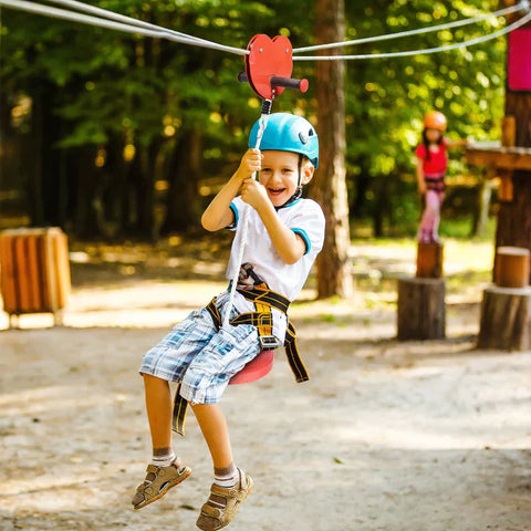 Rootz Zip Line Kit - Outdoor Zipline For Children -  PP Plastic - Steel - Red - 2000 x 28 x 140 cm