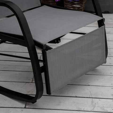 Rootz Rocking Chair - Rocking Lounger With Backrest - Footrest - Adjustable - Garden Lounger - Swing Lounger - Can Hold Up To 160 Kg - Textline - Gray - 90 x 64 x 96.5 cm