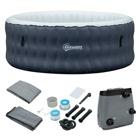Rootz Jacuzzi – Spa-Pool – aufblasbarer Whirlpool für 4 Personen – Dunkelblau + Weiß – 180 L x 180 B x 68 H cm