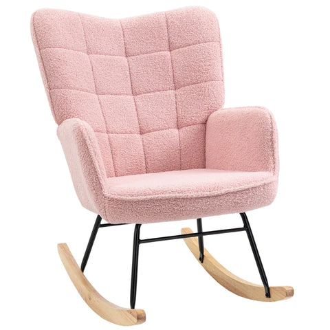 Rootz Relaxstoel - Schommelstoel - Zachte vulling - Kinderkamer - Elegant design - Berberfleece polyester - Roze - 71L x 92W x 101H cm
