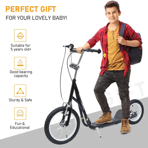 Rootz Kinderroller – Tretroller – Stadtroller – Teenager-Roller – Push-Kick-Scooter für Kinder – verstellbarer Lenker – Doppelbremsen-Ständer – Schwarz