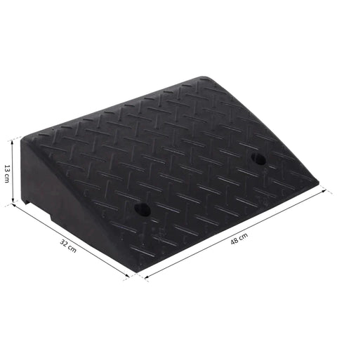 Rootz Bordsteinrampe – Rampe – 2-teilige Gummirampe – Schwellenrampe für Auto – Schwarz – L48 x B32 x H13 cm
