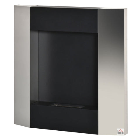 Rootz Ethanol Haard - Bio-ethanol Brander - Brandtijd Geen Rook - Wandmontage - RVS - Zilver/Zwart - 72 x 11 x 72 cm