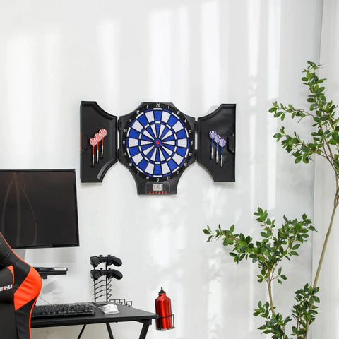 Rootz Dartboard - Electronic - 31 Games - For 8 Players - 2 Doors - 6 Arrows - Sound - Black - 83 x 45 x 4 cm
