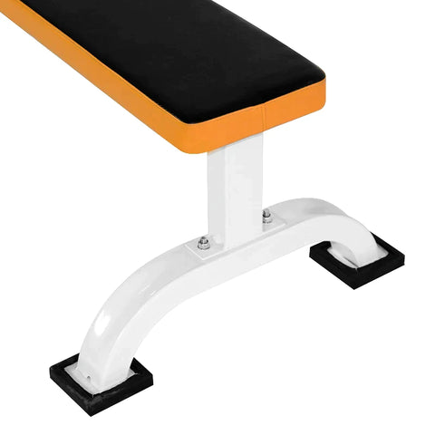 Rootz Weight Bench - Flat Bench - Fitness Bench - Workout Bench - Home - Gym - Black/Orange - L112x W62 x H43 cm