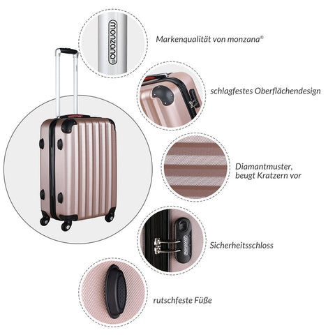 Rootz Reiskofferset - 4-delig - Hardcase - Extra Riemen - Practical Netvak - ABS