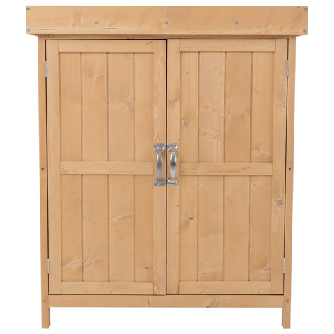 Rootz Garden Storage - Tool Cabinet - Tool Shed - 2 Compartments -  Fir Wood - Natural - 74 x 43 x 88cm
