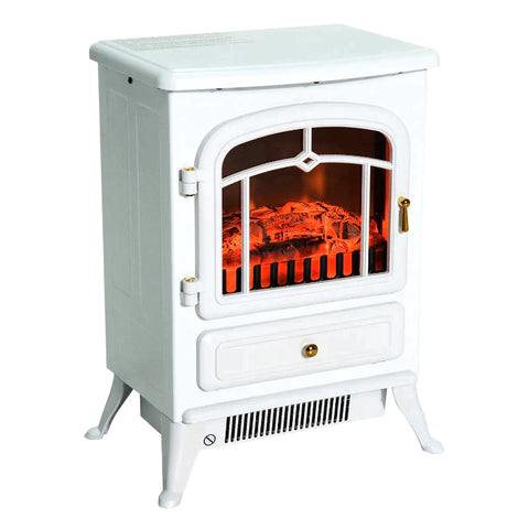 Rootz Electric Fireplace - Fireplace - Electric Stove - Flame Effect - Metal - White - 41.5 x 28 x 54.8 cm