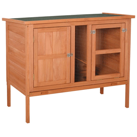 Rootz Houten Konijnenhok - Knaagdierhok - Dierenkooi Met Asfalt Dak - Huisdier Konijnenhok Met Uitschuifblad - Vurenhout - Naturel - 102 x 56 x 85 cm