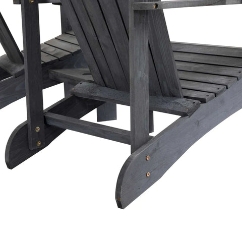 Rootz Garden Chairs With Side Table -  Double Adirondack Chairs - Fir Wood - Dark Grey - 178 x 87 x 92 cm